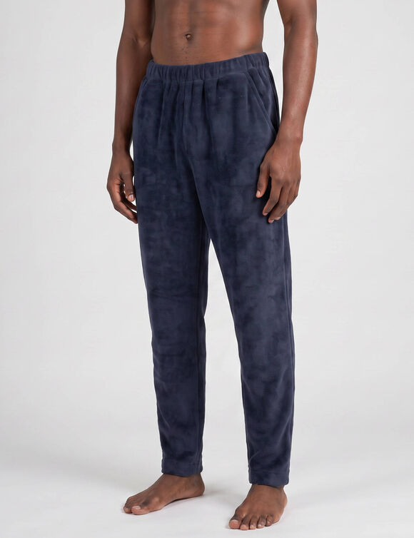 Pantalon d'int&eacute;rieur, taille &eacute;lastiqu&eacute;e, polaire toucher peluche (marine)