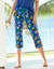 Pantacourt de pyjama en coton - imprimé tropical (bleu / safran)