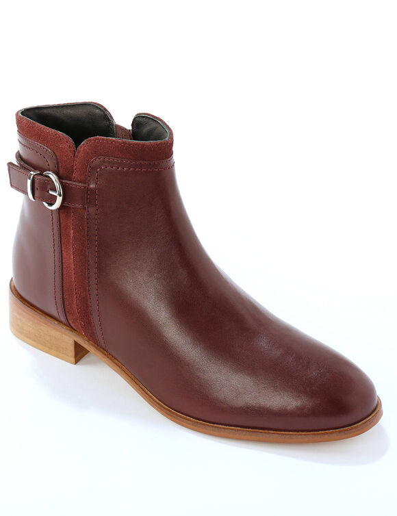 Boots plates en cuir (bordeaux)
