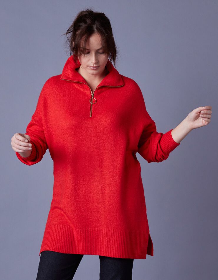 Pull tunique col camionneur (rouge) Pull tunique col camionneur (rouge)