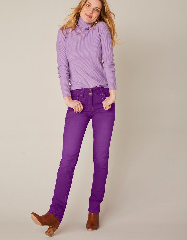 Jean coupe droite stretch couleur (prune) Jean coupe droite stretch couleur (prune)