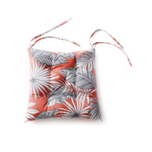 Galette de chaise imprim&eacute; tropical - lot de 2 (terracotta)