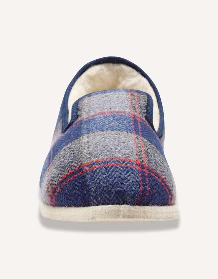 Charentaises homme silencieuses fourrées laine (carreaux marine) Charentaises homme silencieuses fourrées laine (carreaux marine)