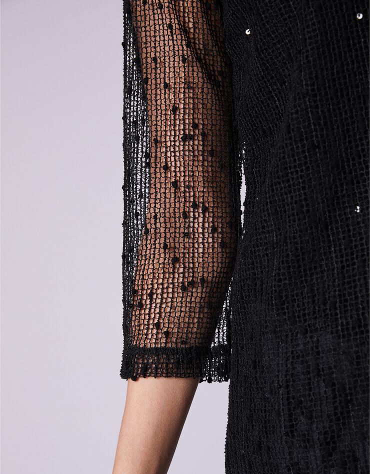 Pull fantaisie effet 2en1 manches 3/4 (noir) Pull fantaisie effet 2en1 manches 3/4 (noir)