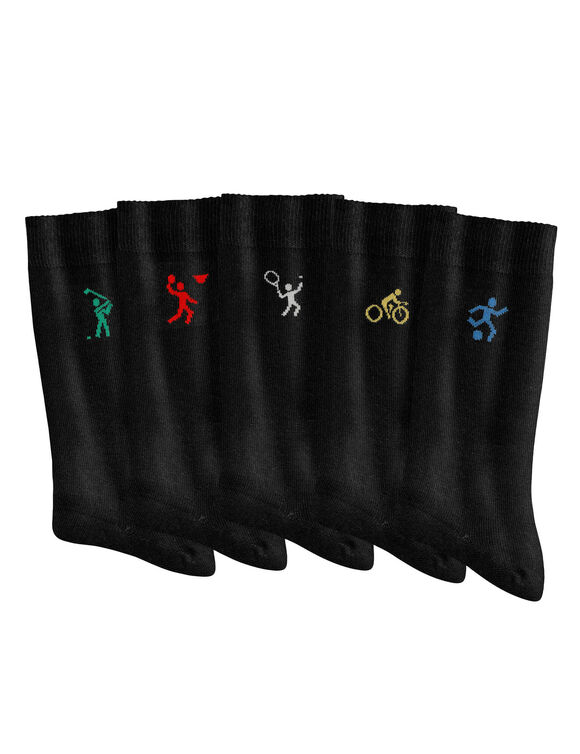 Mi-chaussettes fantaisie "sport" - lot de 5 paires (noir)