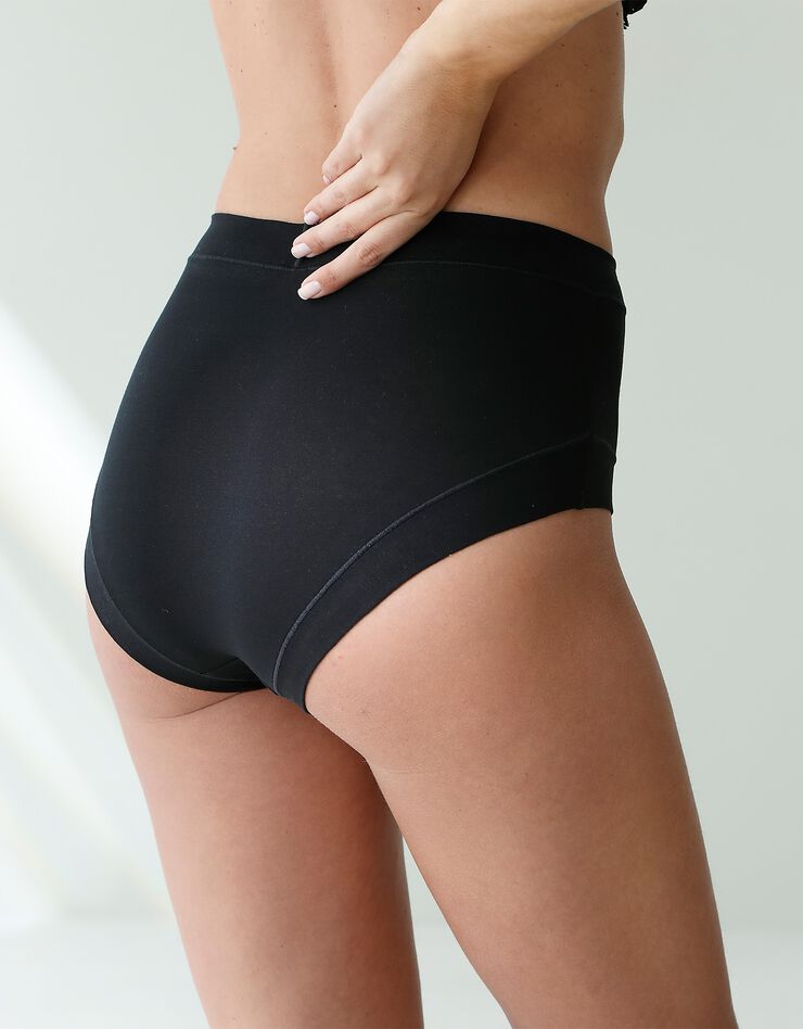 Culotte coton stretch forme maxi ceinture confort "sans élastiques" - lot de 2 (blanc + noir) Culotte coton stretch forme maxi ceinture confort "sans élastiques" - lot de 2 (blanc + noir)