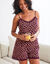 Pyjama short imprimé animalier et dentelle (aubergine)