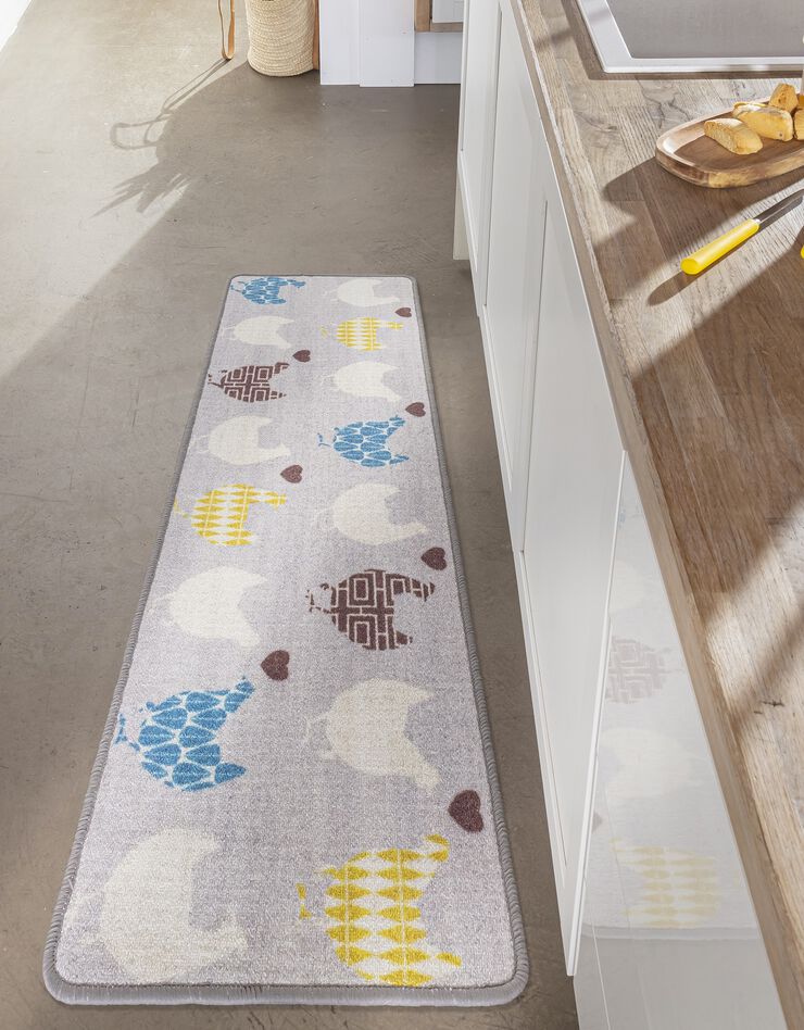 Tapis cuisine motif poules et coeurs (multicolore) Tapis cuisine motif poules et coeurs (multicolore)