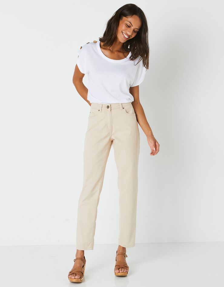 Jean stretch coupe mom couleur, spécial petites (grège) Jean stretch coupe mom couleur, spécial petites (grège)