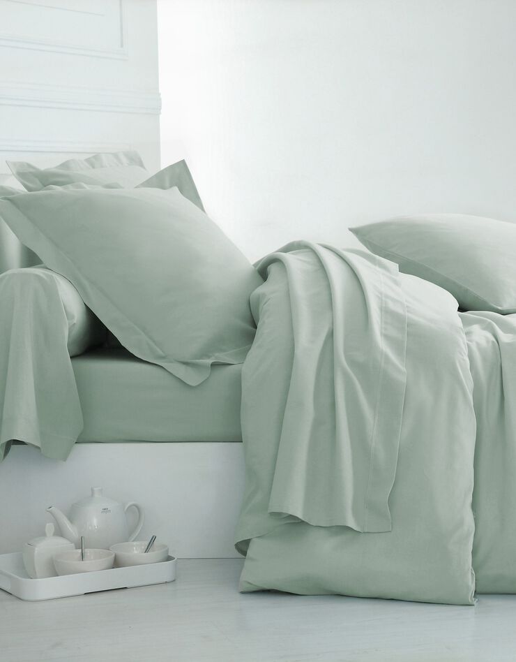 Linge de lit uni polyester-coton Colombine (vert amande)