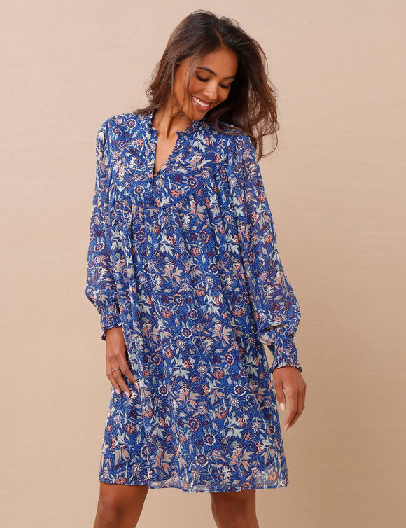 Robe voile imprimé (bleu / vert)