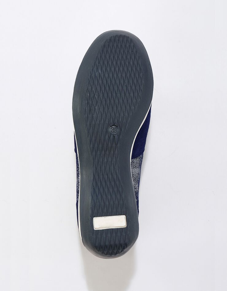 Baskets zippées compensées en cuir femme (marine)