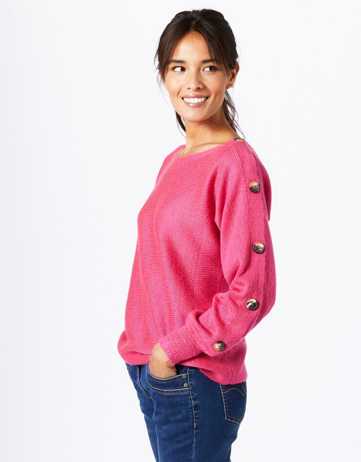 Pull "boîte" boutonné col bateau (rose indien) Pull "boîte" boutonné col bateau (rose indien)