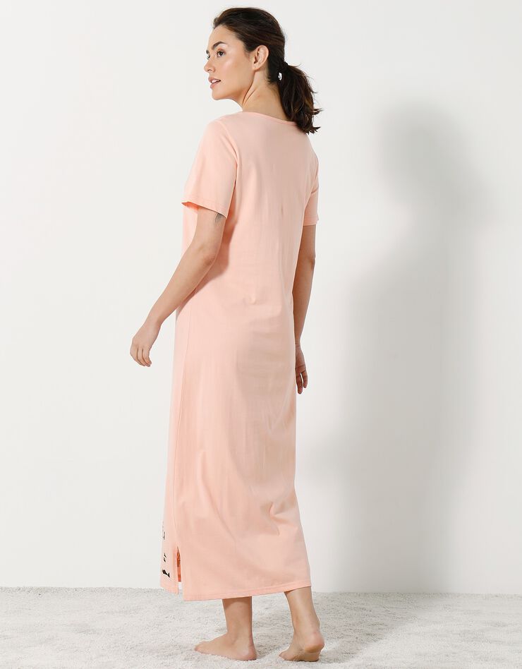 Chemise de nuit longue imprimé chat - lot de 2 (pêche / gris)