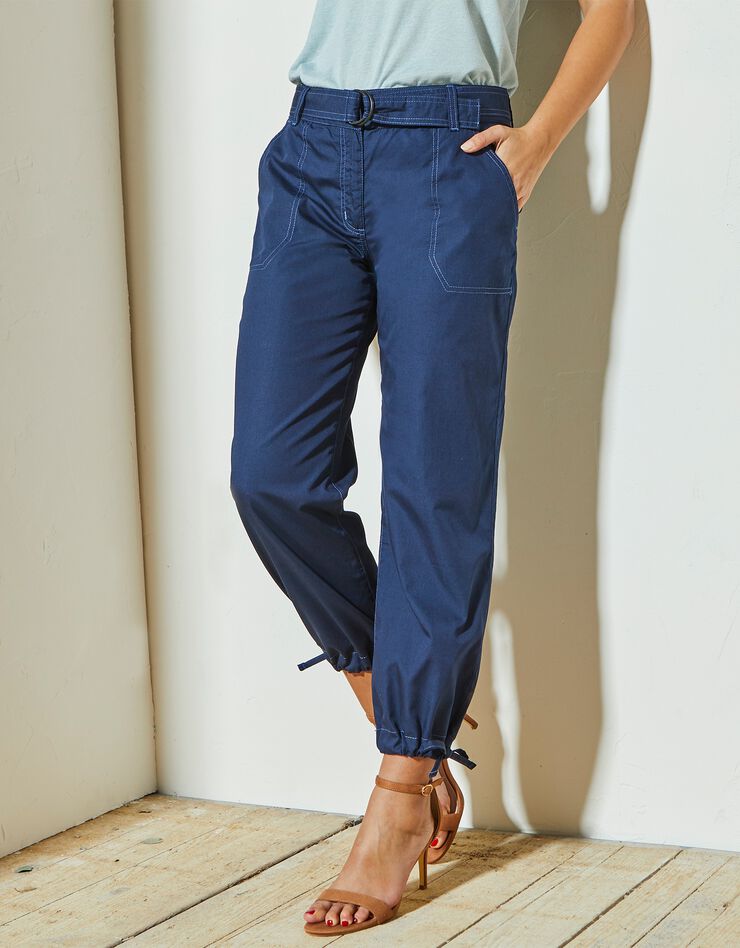 Pantacourt droit coton coloré ou denim léger (marine) Pantacourt droit coton coloré ou denim léger (marine)
