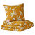 Parure de lit taie(s) + housse de couette Aurélie imprimée fleuri en coton (miel)