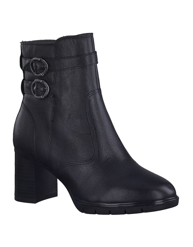 Boots à boucles dessus cuir - largeur confort (noir)