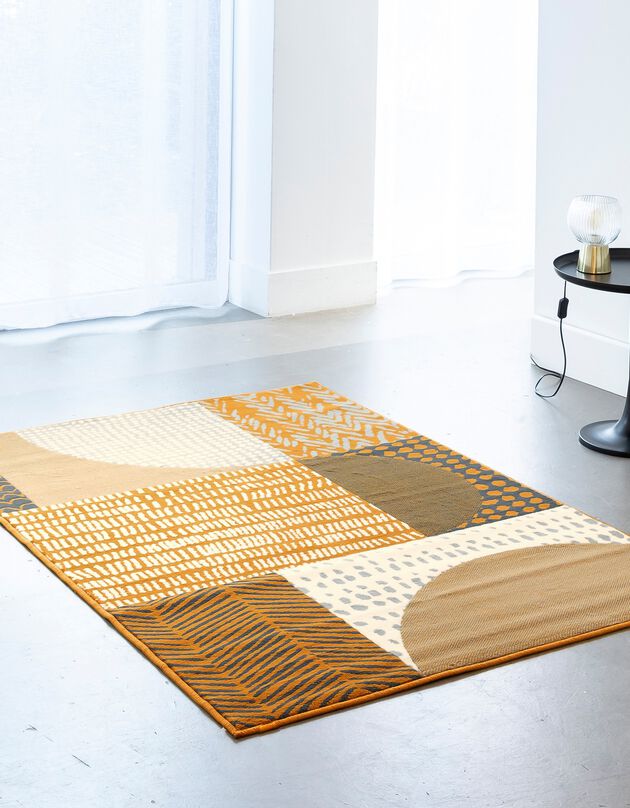 Tapis décoratif motif géométrique (moutarde)