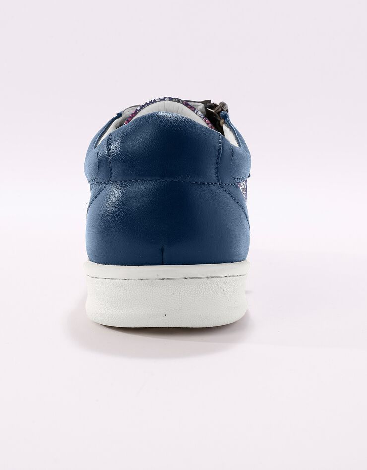 Tennis zippées imprimées en cuir - marine fleuri (bleu)
