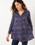 Tunique longue col chemise, imprimé cachemire (bleu / violine)