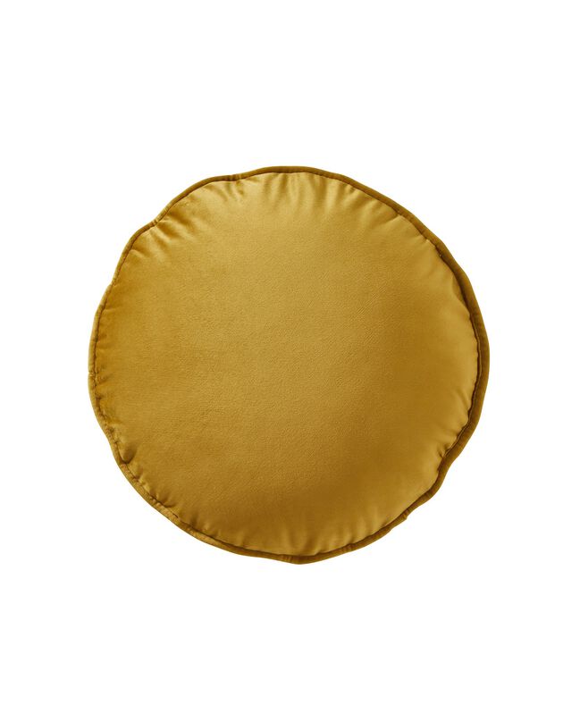 Coussin rond garni en velours (ambre)