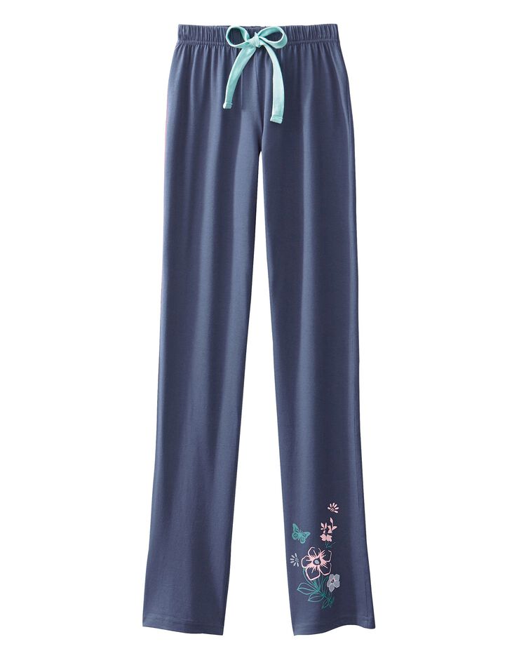 Pantalon imprimé bucolique placé - coton jersey (ardoise)