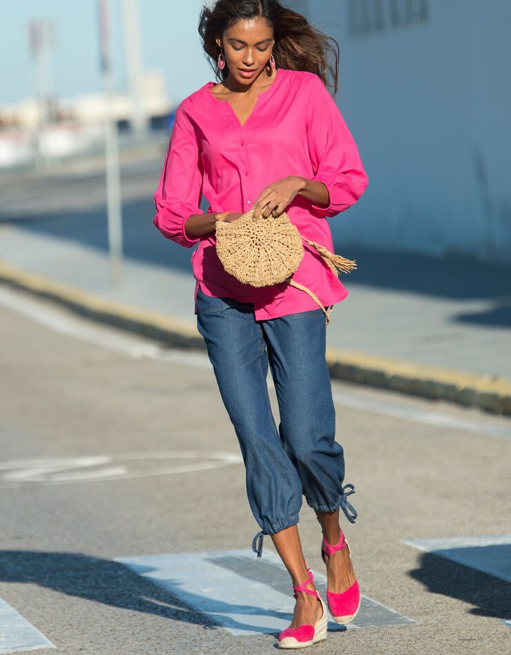Blouse manches 3/4 blousantes (fuchsia) Blouse manches 3/4 blousantes (fuchsia)