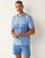 Pyjama short coton rayé (bleu)
