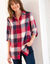 Chemise longue grands carreaux, flanelle (cerise / marine)