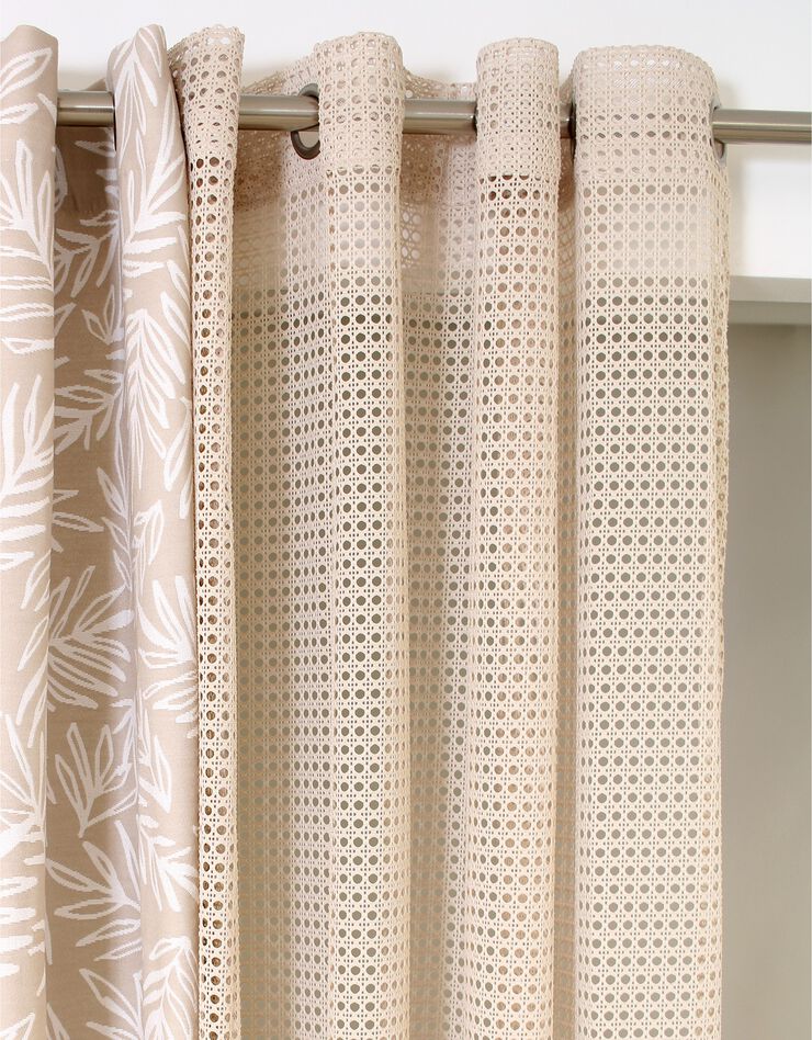 Rideau panneau brodé effet cannage  (beige)