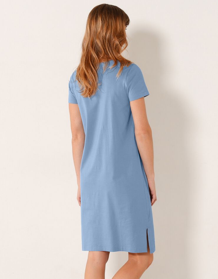 Chemise de nuit courte imprimé couple chats (bleu) Chemise de nuit courte imprimé couple chats (bleu)