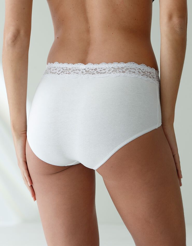 Culotte supermaxi coton stretch ceinture dentelle - lot de 2 (blanc) Culotte supermaxi coton stretch ceinture dentelle - lot de 2 (blanc)