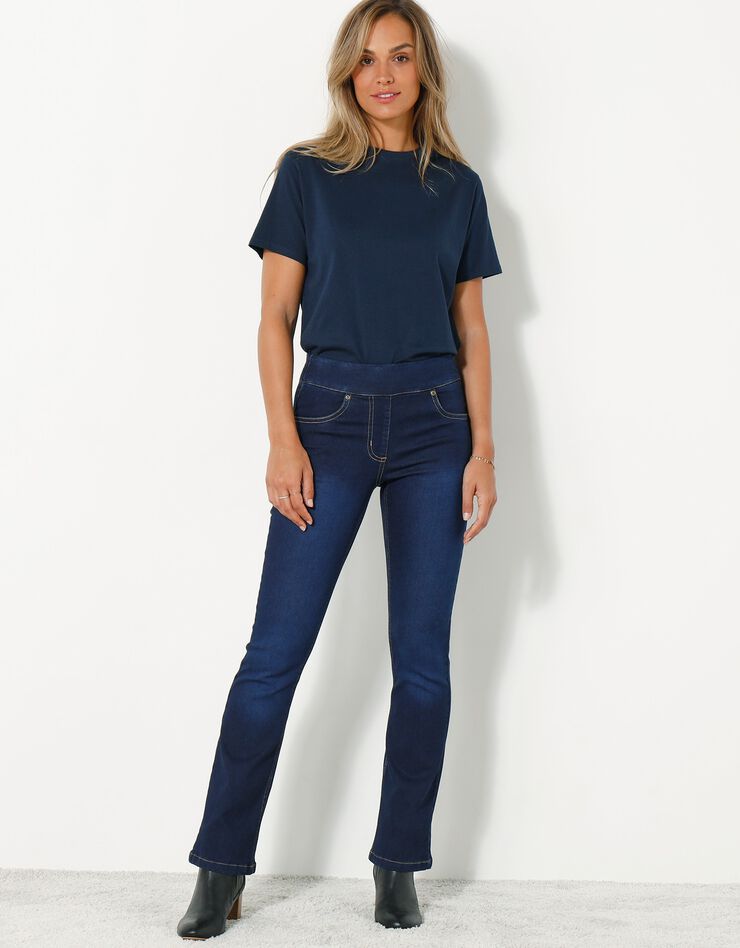Jean bootcut ultra confort, maille effet denim, petite stature (dark blue)