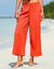 Pantalon large uni, effet seersucker (paprika)
