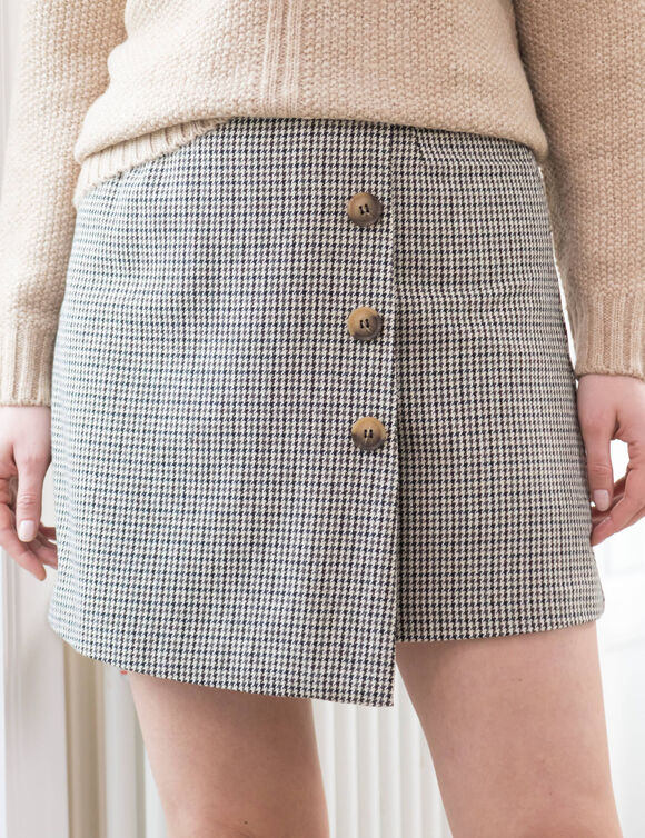Jupe-short à carreaux (beige / chocolat)