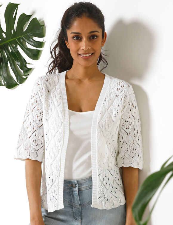 Gilet maille fantaisie (blanc)