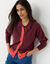 Gilet veste boutonn&eacute; bicolore, polyester recycl&eacute;** (bordeaux / rouge)