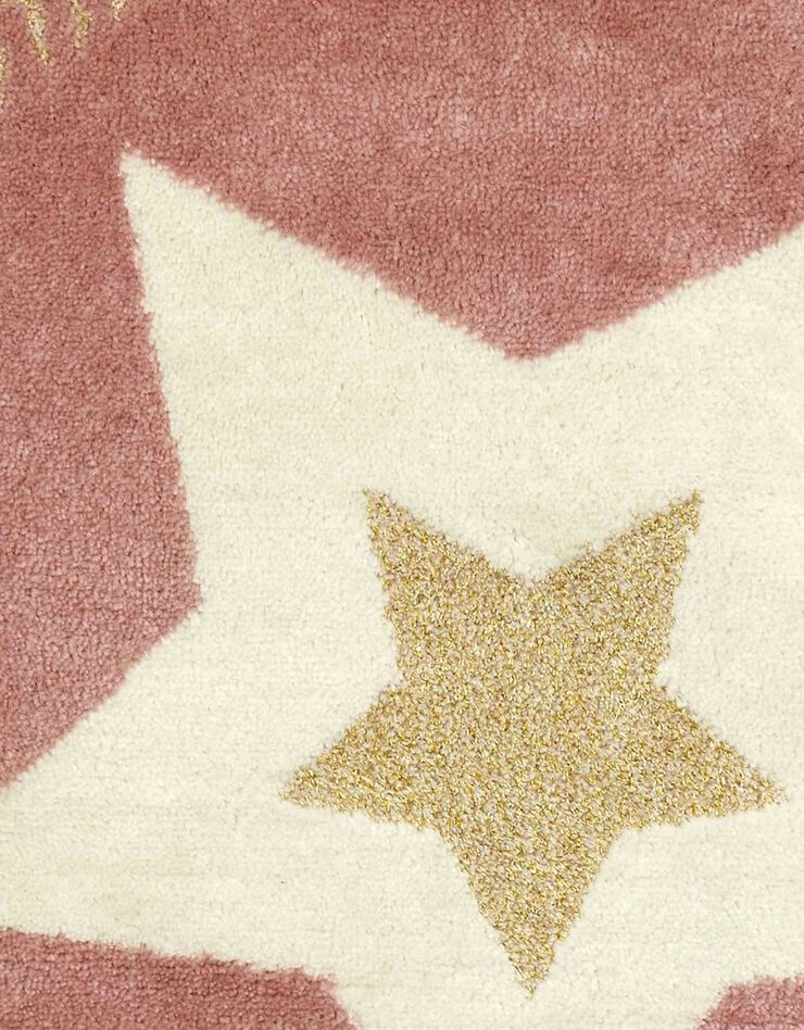 Tapis rose imprimé grandes étoiles - rond (rose)