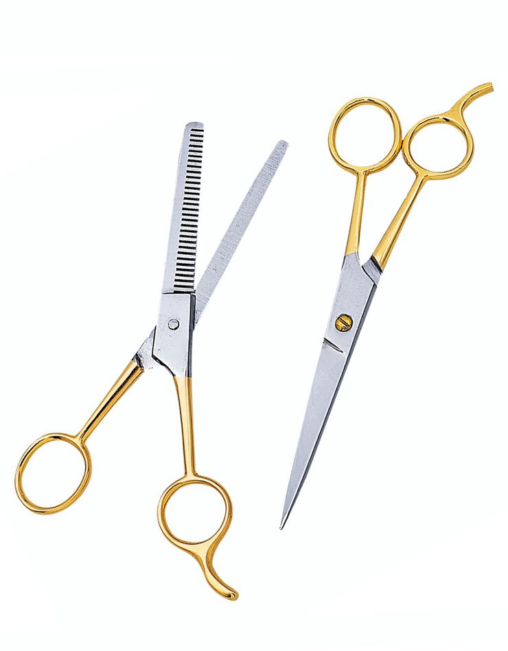Ciseaux de coiffure - 2 paires (mi dore) Ciseaux de coiffure - 2 paires (mi dore)