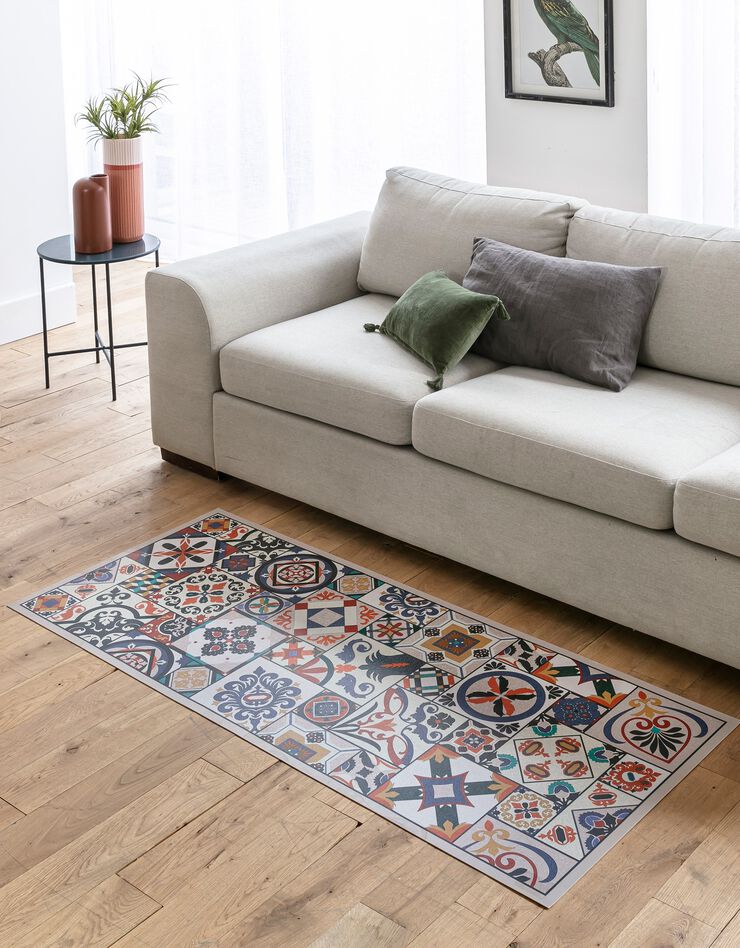 Tapis vinyle effet carreaux de ciment  (multicolore)