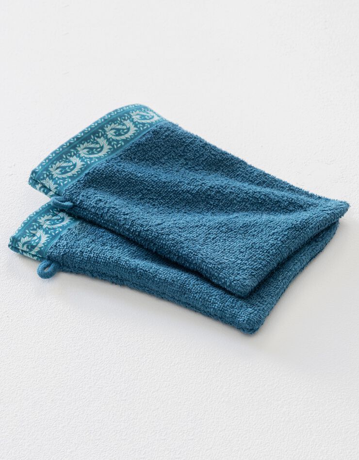 Éponge bouclette 420 g/m² liteau imprimé cachemire (bleu paon) Éponge bouclette 420 g/m² liteau imprimé cachemire (bleu paon)