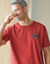 T-shirt pyjama impression poitrine manches courtes (rouille)