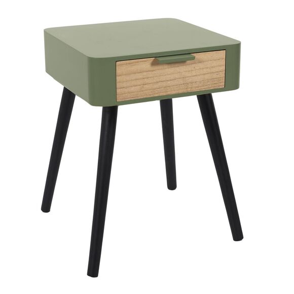 Table de chevet bicolore, 1 tiroir (vert)
