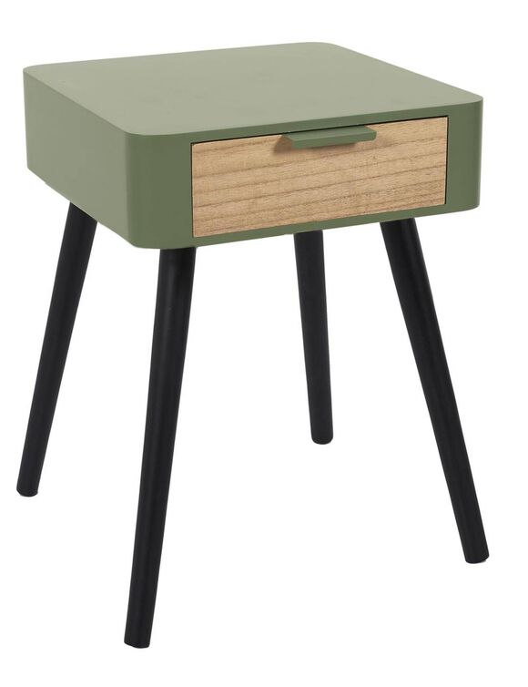Table de chevet bicolore, 1 tiroir (vert)