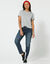 T-shirt boîte manches coudes (gris chiné)