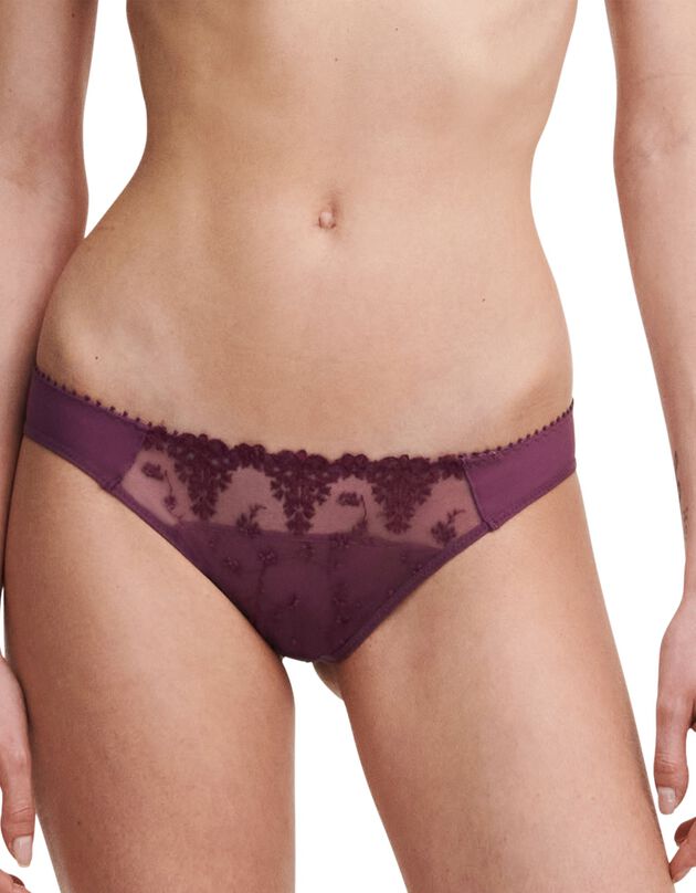 Slip tulle brodé bicolore « White nights » (prune)