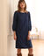 Robe droite manches 7/8ème unie (marine)