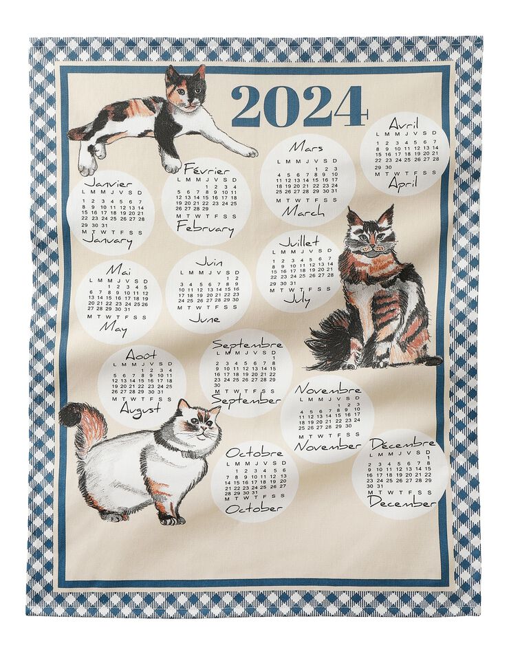 Torchons calendrier - lot de 3 (bleu + rouge + vert)