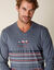 Pyjama long col V manches longues coton adouci (bleu grisé / marine)