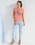 T-shirt imprimé placé, col rond (corail / beige)
